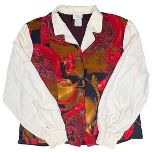 Bobbie Brooks Vintage Blouse Size 20 Abstract Print Puff Sleeve USA Made